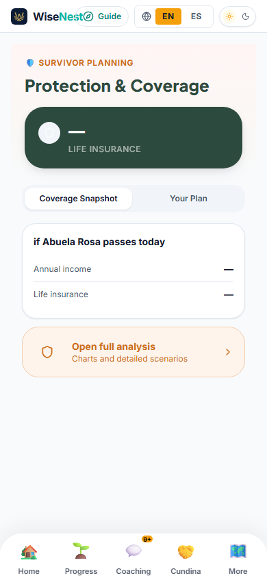 WiseNest plan in English on a phone.